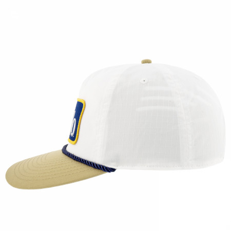 Modelo White Woven Label Snapback Hat with Rope