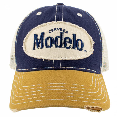 Modelo Distressed Patch Logo Snapback Hat with Mesh