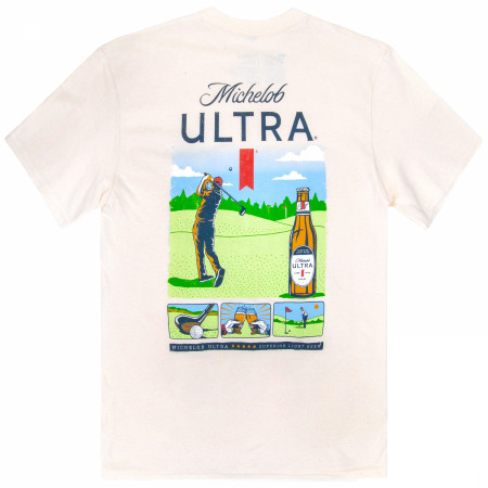 Michelob Ultra Golf Panels Beige Colorway Front and Back Print T-Shirt