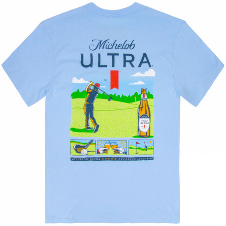 Michelob Ultra Golf Panels Blue Colorway Front and Back Print T-Shirt