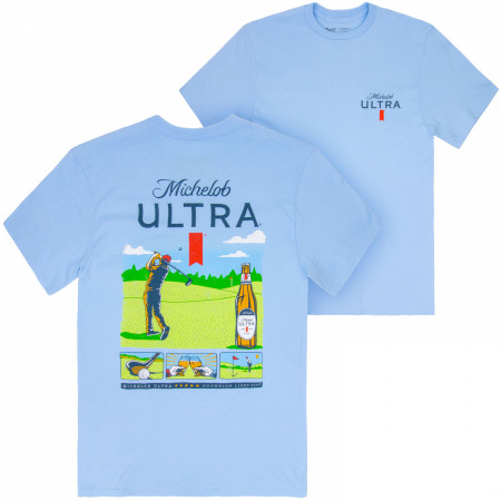 Michelob Ultra Golf Panels Blue Colorway Front and Back Print T-Shirt