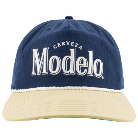 Modelo Embroidered Logo Tri Tone Snapback Hat with Rope