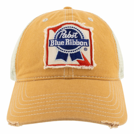 Pabst Blue Ribbon Patch Distressed Mesh Back Hat