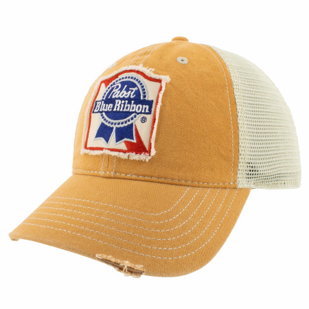 Pabst Blue Ribbon Patch Distressed Mesh Back Hat
