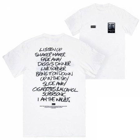 Oasis Definitely Maybe AAA Setlist Front and Back Print T-Shirt