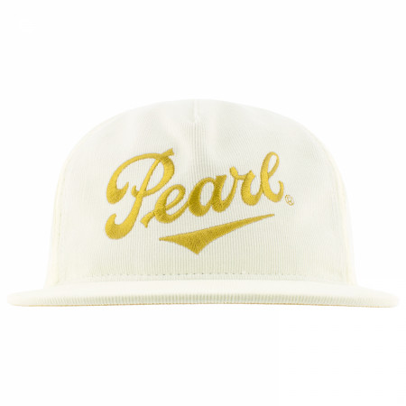 Pearl Cream Corduroy with Gold Logo 5-Panel Trucker Hat