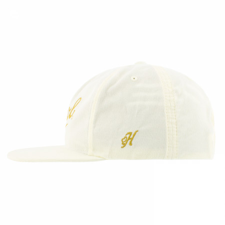 Pearl Cream Corduroy with Gold Logo 5-Panel Trucker Hat
