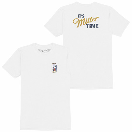 Miller Lite Can Icon It's Miller Time Front and Back Print T-Shirt