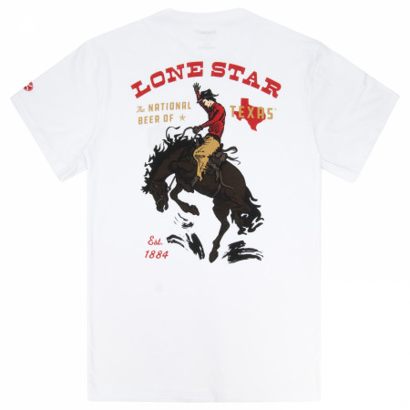 Lone Star Beer Horse and Cowboy Front & Back Print T-Shirt