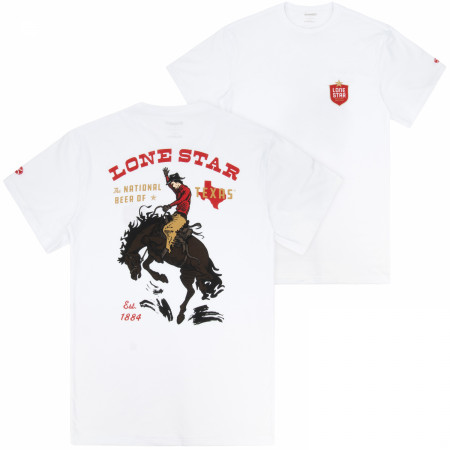 Lone Star Beer Horse and Cowboy Front & Back Print T-Shirt