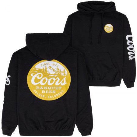 Coors Banquet Beer Sepia Tone Mountains Front and Back Print Hoodie