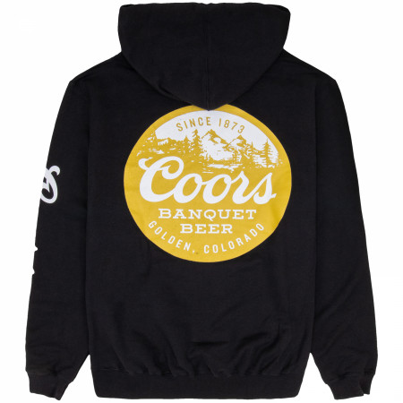 Coors Banquet Beer Sepia Tone Mountains Front and Back Print Hoodie