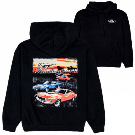 Ford Mustang Models Front and Back Print Pull-Over Hoodie