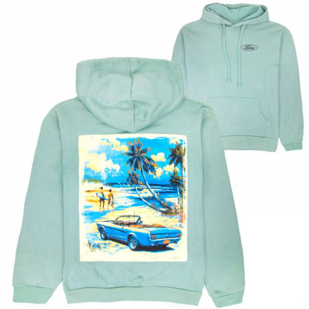 Ford Mustang Beach Trip Front and Back Print Pull-Over Hoodie