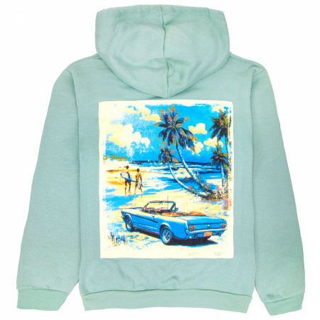 Ford Mustang Beach Trip Front and Back Print Pull-Over Hoodie