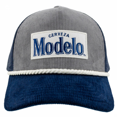 Modelo Logo Blue & Grey Corduroy Trucker Hat