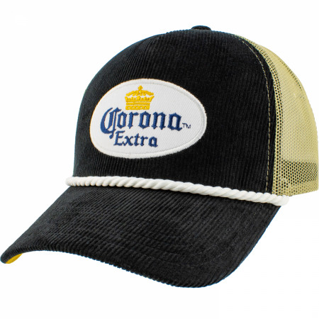 Corona Extra Black Corduroy Snapback Trucker Hat