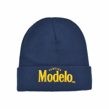 Modelo Cerveza Navy Blue Knit Cuffed Beanie