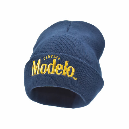 Modelo Cerveza Navy Blue Knit Cuffed Beanie