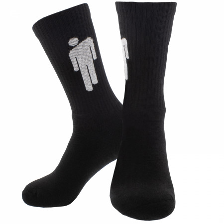 Billie Eilish White Blohsh on Black Terry Socks