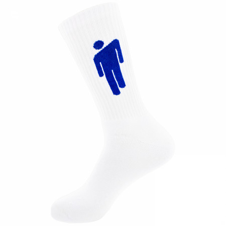 Billie Eilish Blue Blohsh on White Terry Socks
