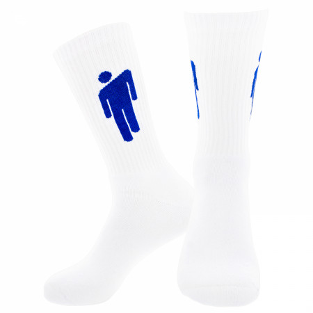 Billie Eilish Blue Blohsh on White Terry Socks