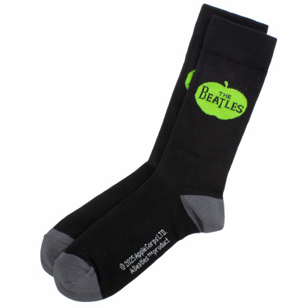 Beatles Green Apple on Black Ankle Socks
