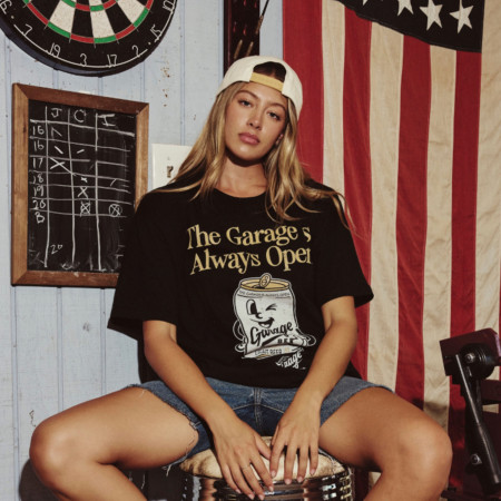 Garage Beer Always Open Thumbs Up Smiling Can T-Shirt