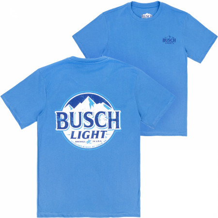 Busch Light Classic Distressed Logo Front and Back Print T-Shirt