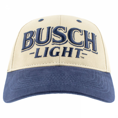 Busch Light Embroidered Logo Snapback Natural Blue Cotton Hat