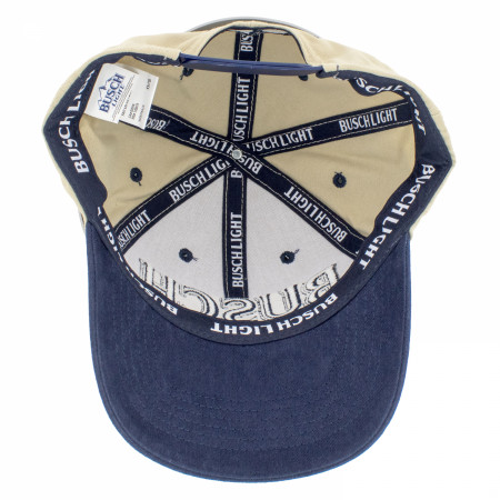 Busch Light Embroidered Logo Snapback Natural Blue Cotton Hat