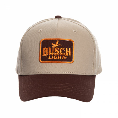 Busch Light Embroidered Brown Logo on Cream Snapback Cotton Hat