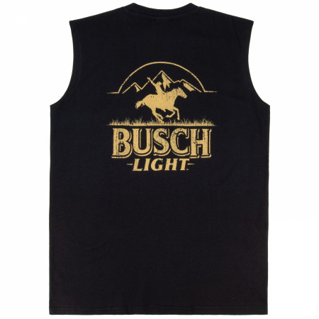 Busch Light Yellow on Black Front & Back Print Sleeveless Muscle Tank