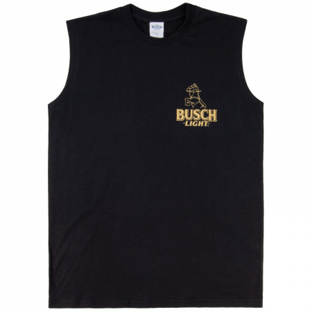 Busch Light Yellow on Black Front & Back Print Sleeveless Muscle Tank