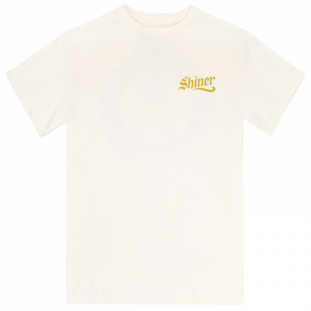 Shiner Bock Bottle Cap Design on Sand Front & Back Print T-Shirt