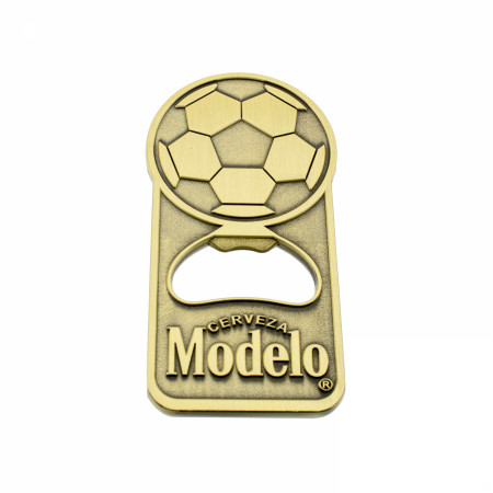 Modelo Cerveza Bronze Soccer Bottle Opener Keychain