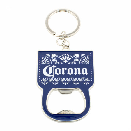 Corona Extra Blue Pottery Pattern Cinco Bottle Opener Keychain