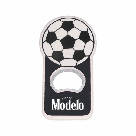 Modelo Black and White Soccer Football Bottle Opener Magnet
