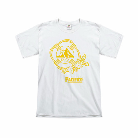 Pacifico Golden Lifesaver with Anchor on White T-Shirt