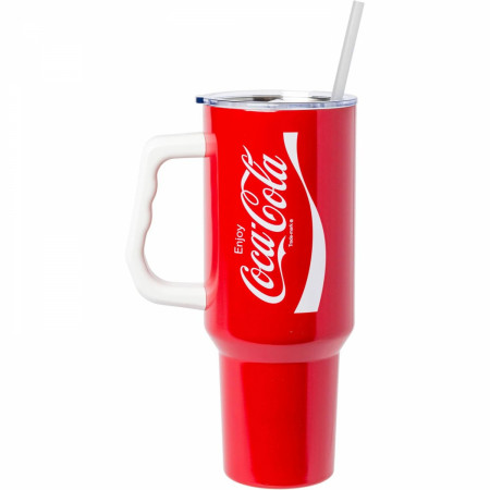 Coca Cola Enjoy Logo Stainless Steel Double Wall Tumbler w Handle 40oz