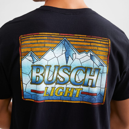 Busch Light Stained Glass Front and Back Print T-Shirt by Junk Food