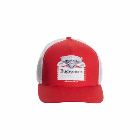 Budweiser Traditional Beer Label on Red Snapback Hat