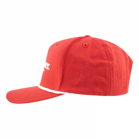 Budweiser Embroidered White Logo on Red Snapback Rope Hat