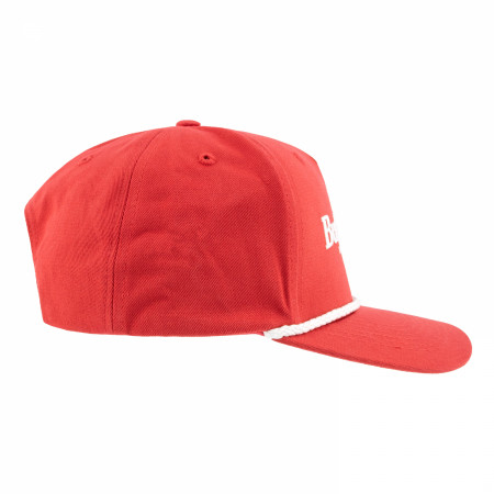 Budweiser Embroidered White Logo on Red Snapback Rope Hat