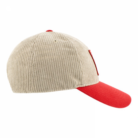 Budweiser Beer Label Patch on Brown Snapback Hat with Red Bill