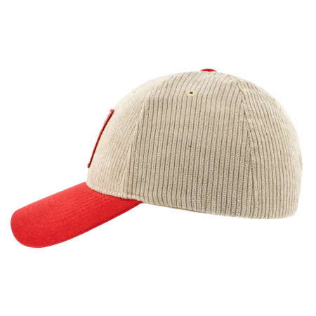 Budweiser Beer Label Patch on Brown Snapback Hat with Red Bill