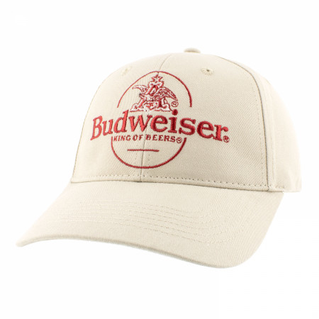 Budweiser Red Embroidered Logo on Beige Adjustable Snapback Hat
