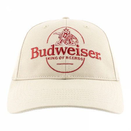 Budweiser Red Embroidered Logo on Beige Adjustable Snapback Hat