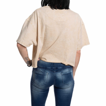Budweiser Distressed Big Anheuser Logo Cropped Ladies T-Shirt
