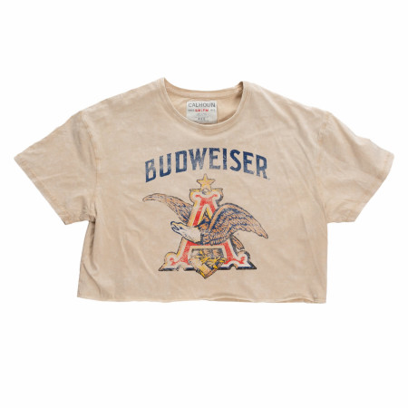 Budweiser Distressed Big Anheuser Logo Cropped Ladies T-Shirt